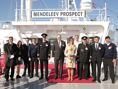 Dr Karen Purnell is ‘Lady Sponsor’ of Sovcomflot’s new LNG powered tanker
