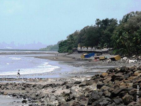 Containers stranded on a beach